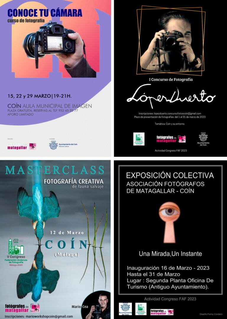 Coín celebrará en marzo el mes de la fotografía para celebrar el 25 años de la Federación de Asociaciones de Fotógrafos de Málaga