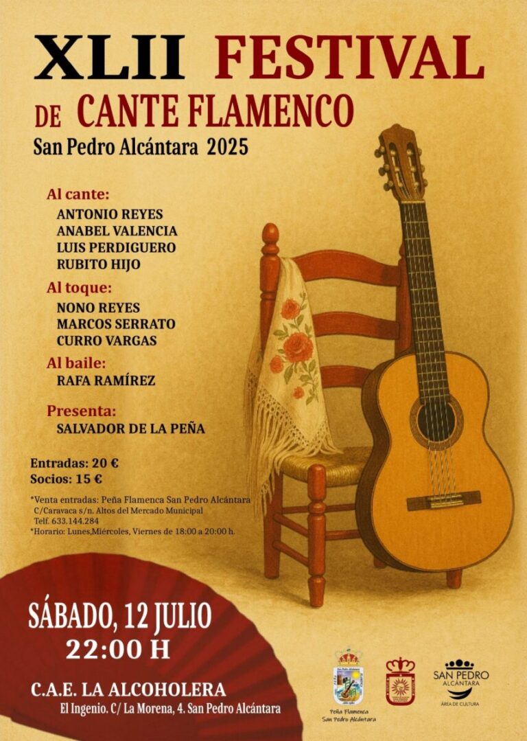San Pedro Alcántara celebra este sábado el XLII Festival de Cante Flamenco en el CAE La Alcoholera