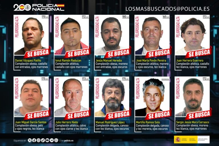 La Policía Nacional busca a diez fugitivos reclamados por delitos graves mediante colaboración ciudadana