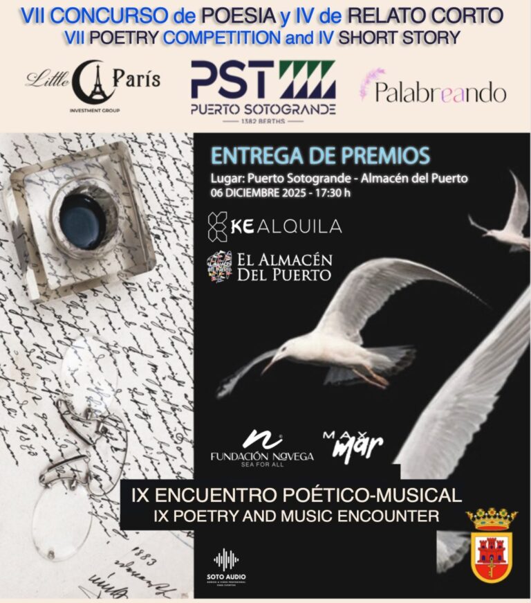 Puerto Sotogrande entregará los premios del VII Certamen de Poesía y IV Certamen de Relato Corto el 6 de diciembre